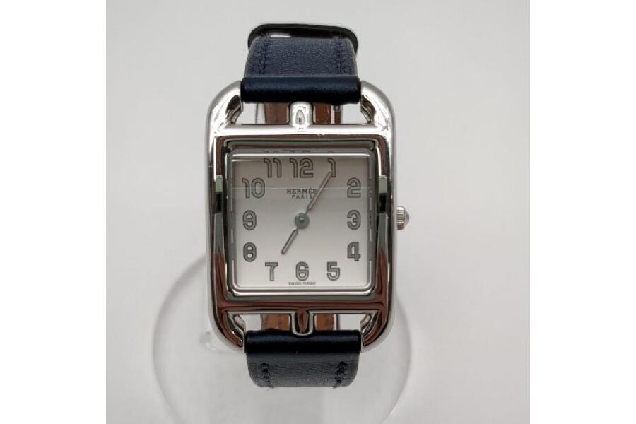 HERMES CC1.210a ケープコッド レザーベルト スクエア クォーツ 腕時計 