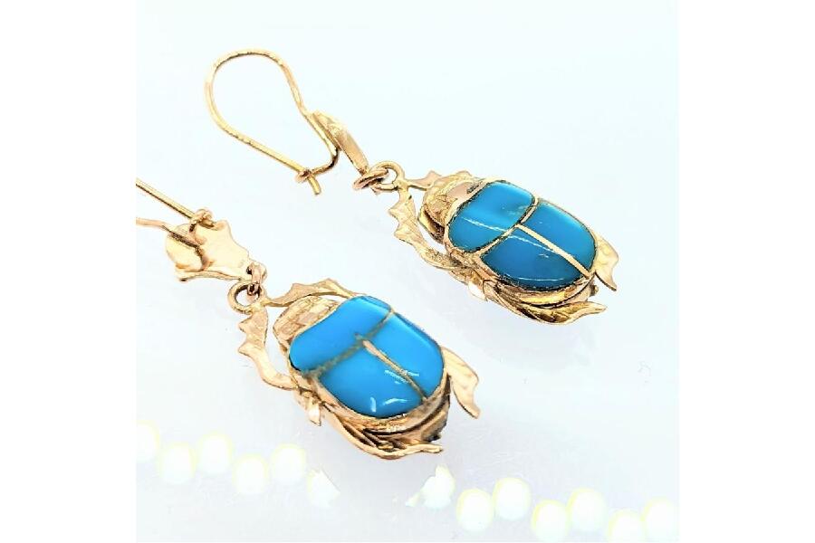 磨き済】 K18ピアス 総11.3g スカラベモチーフ ラピスラズリ ターコイズ 宝石 ジュエリー Yellow Gold Jewelry Au750  入荷しました♪｜2023年12月13日｜静岡県のリサイクルショップ ピックアップ磐田店