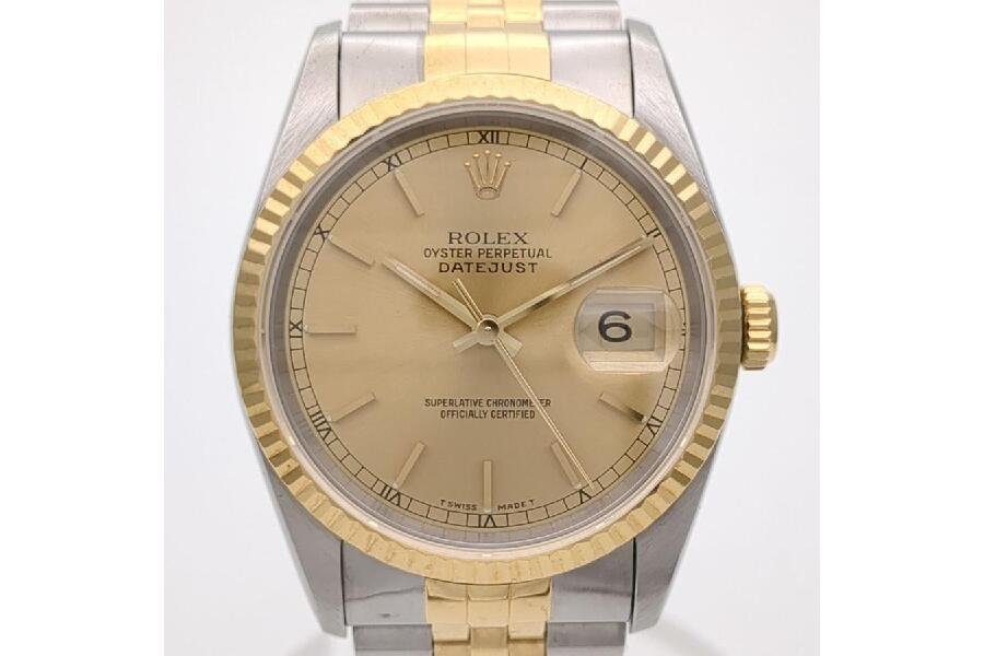 ロレックス 16233 デイトジャスト シャンパンゴールド X番 自動巻き メンズ ROLEX フルーテッド 腕時計 中古  入荷しました♪｜2024年07月04日｜静岡県のリサイクルショップ ピックアップ藤枝高洲店