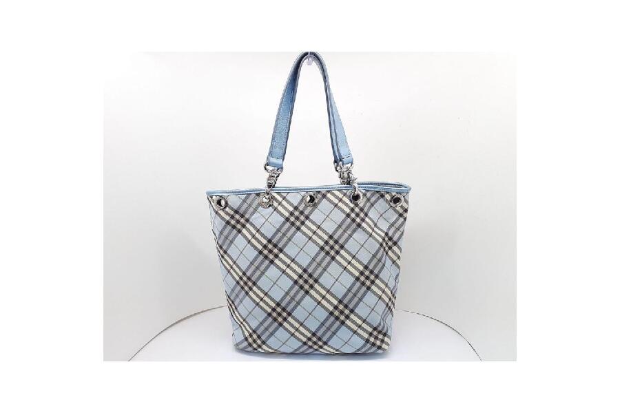 バーバリーブルーレーベル トートバッグ ブルー系 チェック キャンバスｘレザー BURBERRY BLUE LABEL入荷しました♪｜2024年11月07日｜静岡県のリサイクルショップ  キンバリー浜松高林店