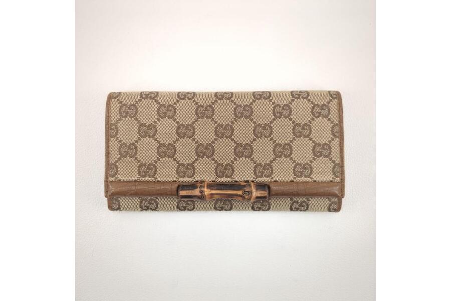 グッチ GUCCI 長財布 GG柄 112520・2149 GGキャンバス×バンブー ベージュ×ブラウン  ユニセックス入荷しました♪｜2024年12月31日｜静岡県のリサイクルショップ キンバリー静岡SBS通り店